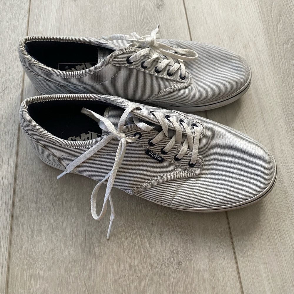 Vans blue and white striped sneakers